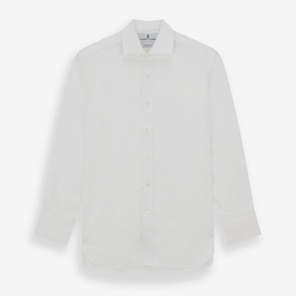 White Poplin Shirt With Regent Collar and 2-Button Cocktail Cuffs
