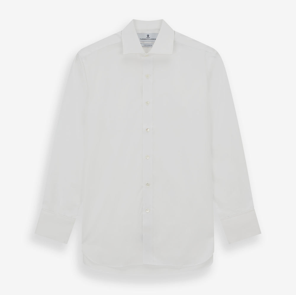 White Poplin Shirt With Regent Collar and 2-Button Cocktail Cuffs
