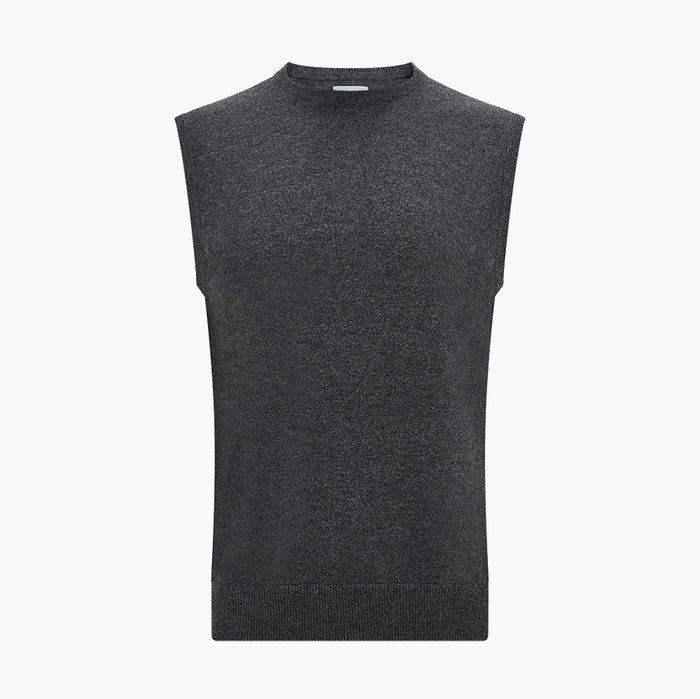 Charcoal Grey  Cashmere Round Neck Vest Image 3