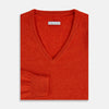 Red Orange Cashmere V-neck Jumper