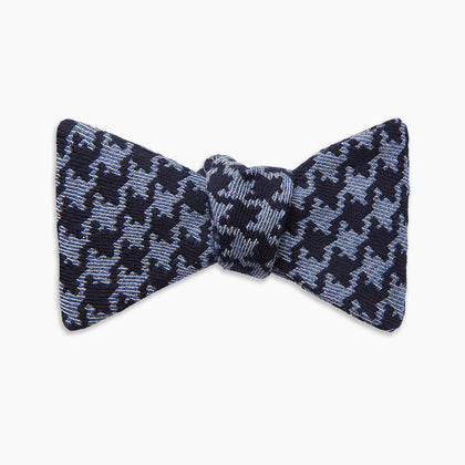 Navy and Blue Houndstooth Wool Blend Bow Tie Image 3
