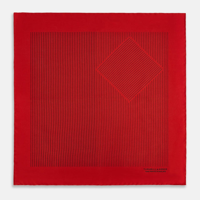 Red Stripe Silk Pocket Square Image 2