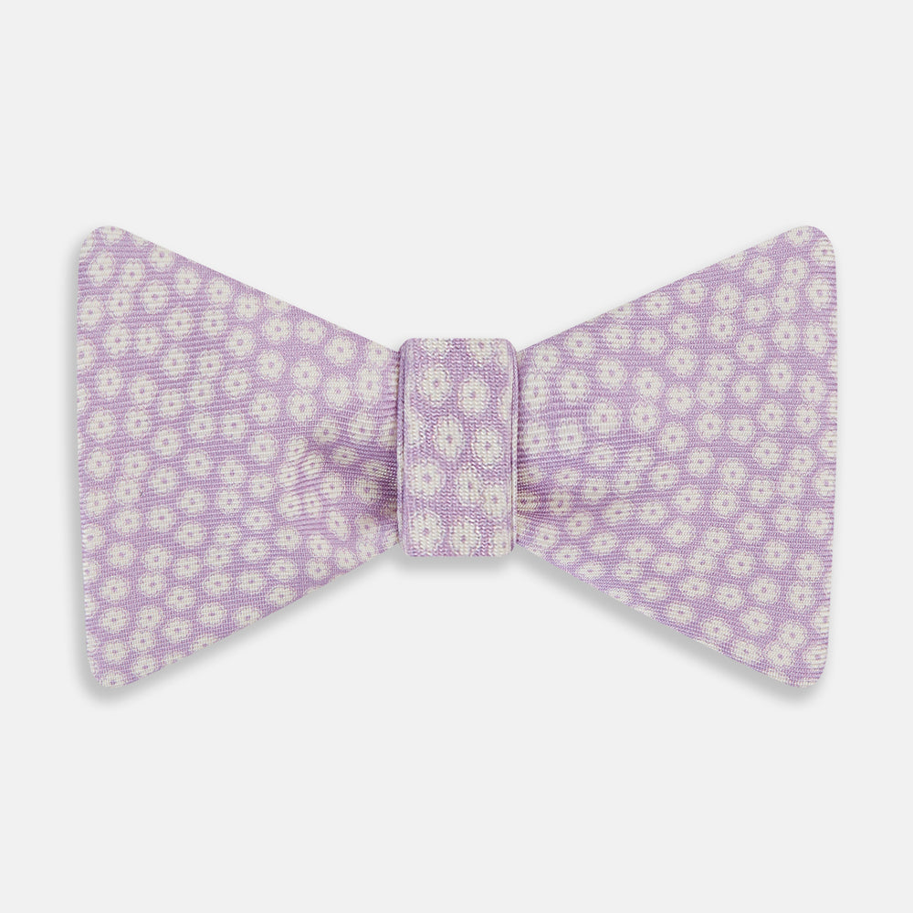 Lilac Flower Patterned Silk Bow Tie