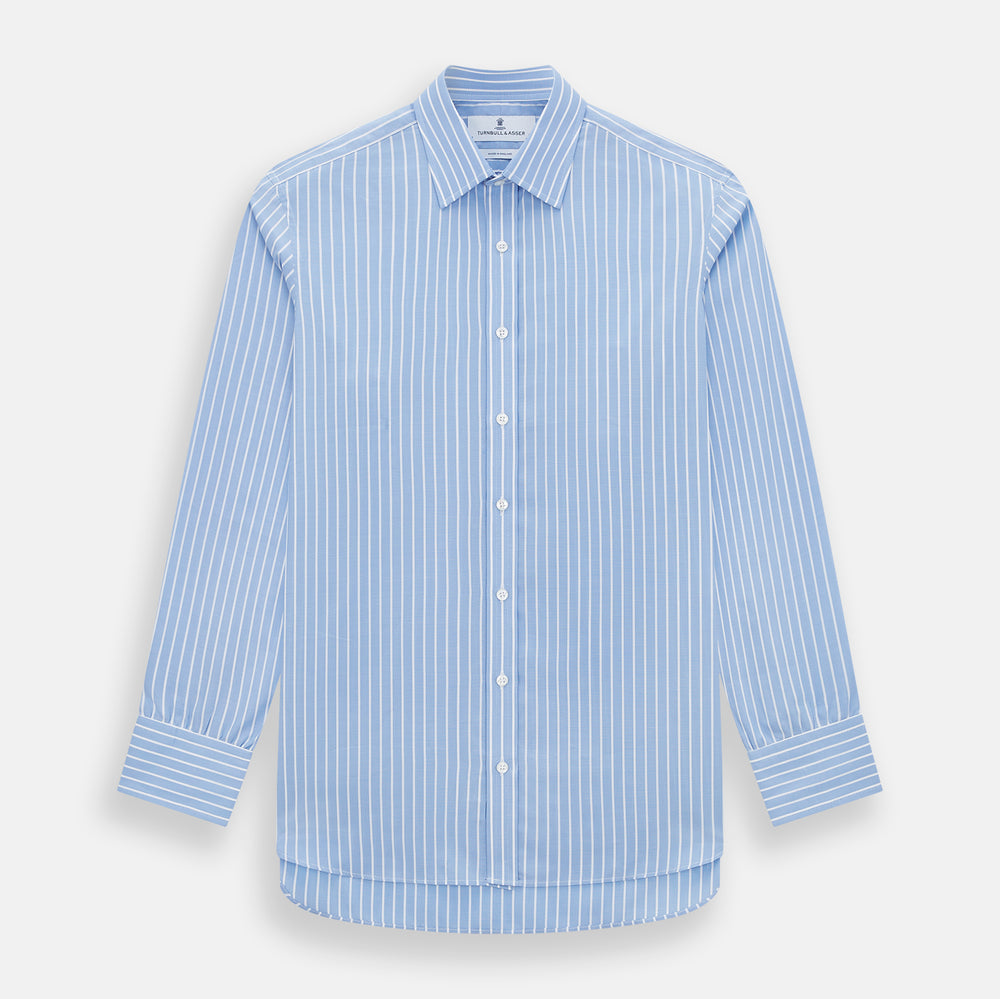 Sky Blue Wide Pinstripe Mayfair Shirt – Turnbull & Asser US Sky Blue Wide Pinstripe Mayfair Shirt – Turnbull & Asser US