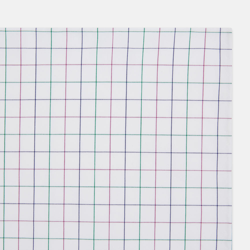 Hand Rolled Pink and Green Grid Check Handkerchief
