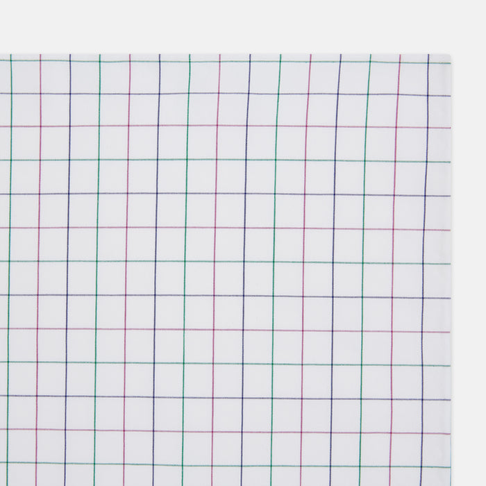 Hand Rolled Pink and Green Grid Check Handkerchief Image 1
