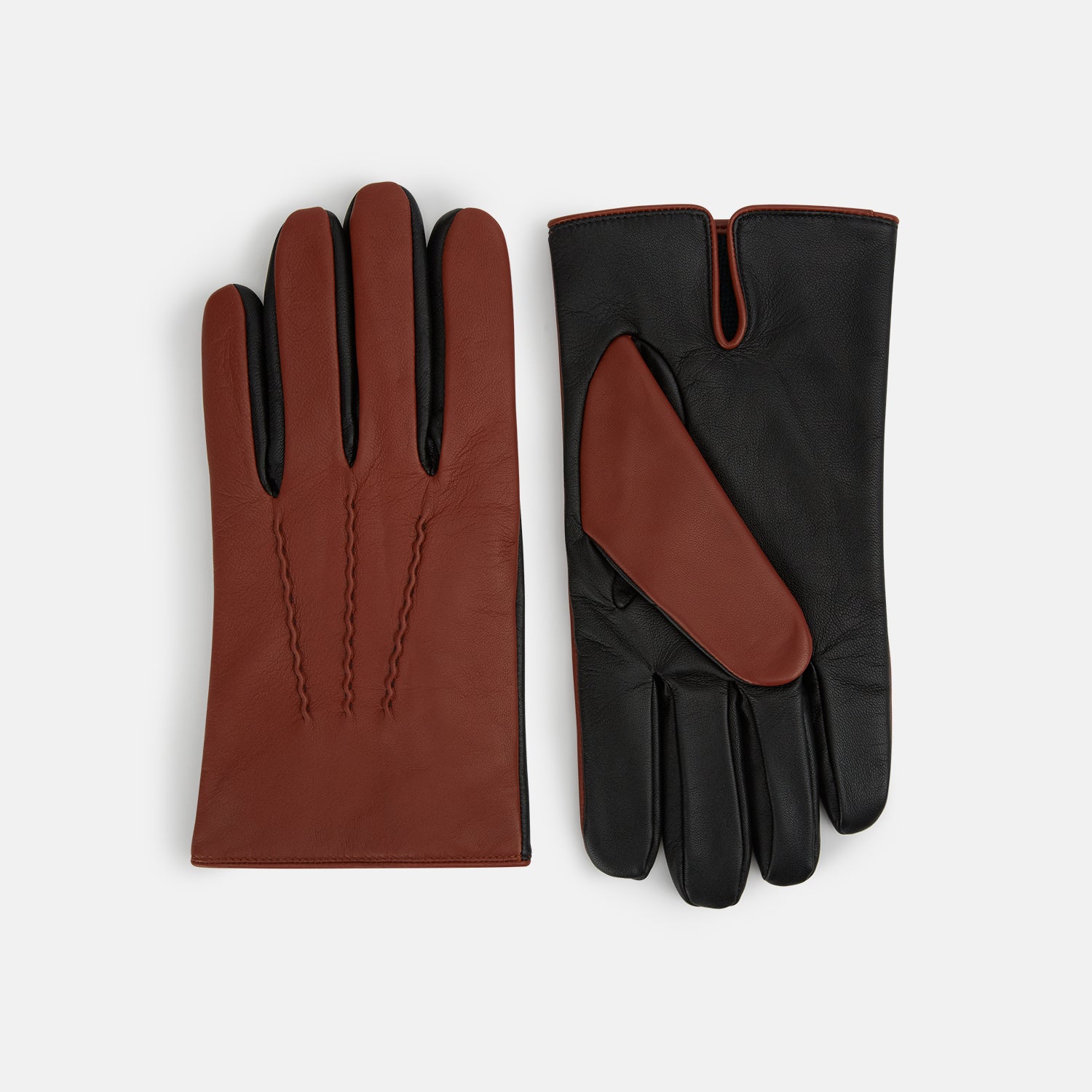 View 1 of product Brown/Ebony Cashmere-Lined Hairsheep Leather Touchscreen Gloves