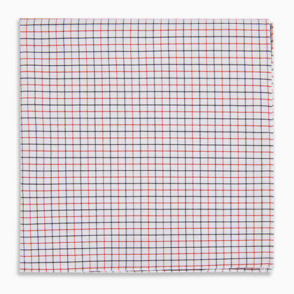 Hand Rolled Red and Navy Graph Check Handkerchief Image 4