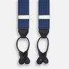 View 1 of product Navy & White Small Spot Adjustable Silk and Navy Leather Braces
