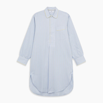 Blue and Yellow Stripe Poplin Cotton Nightshirt Image 5