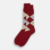 View 2 of product Burgundy Wool Check Mid-Length Socks