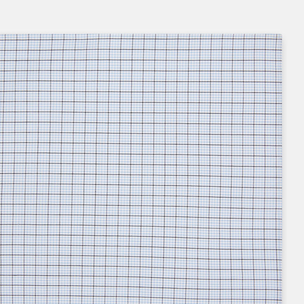 Hand Rolled Blue Multi Graph Check Handkerchief