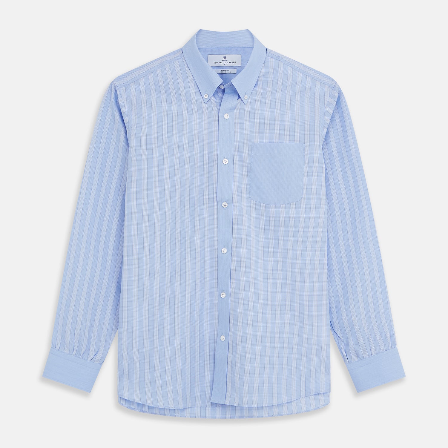 View 1 of product Blue Multi Check Cotton RE-PURPOSE Weekend Fit Suffolk Shirt