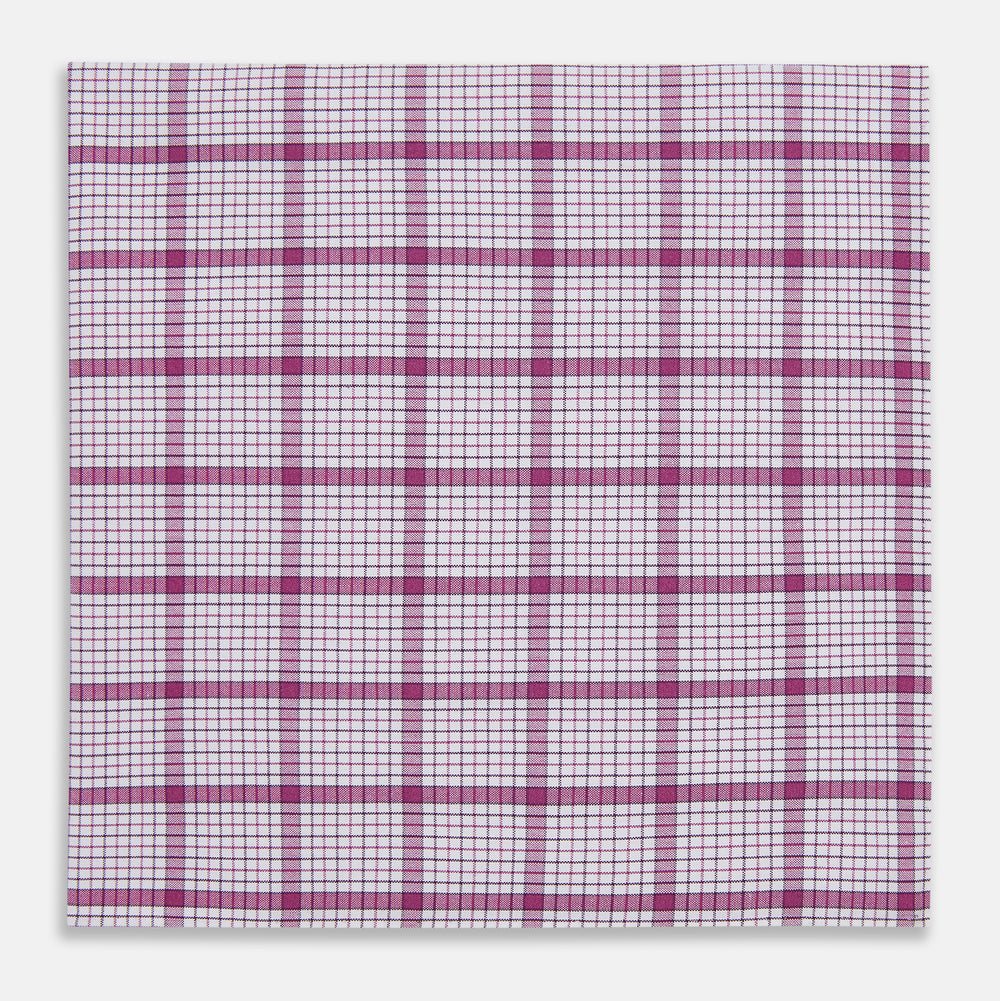 Hand Rolled Purple Graph Overlay Check Handkerchief