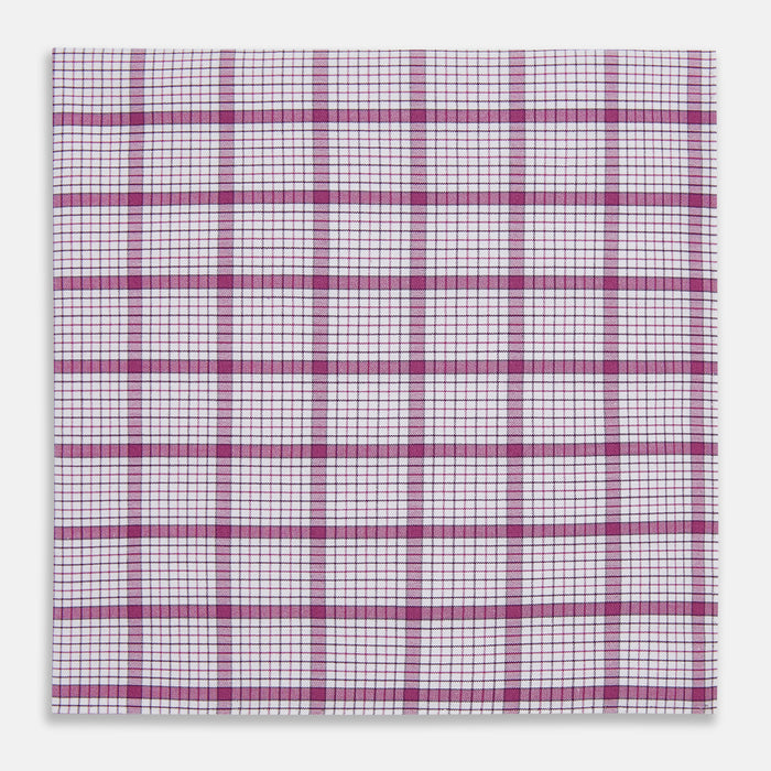 Hand Rolled Purple Graph Overlay Check Handkerchief