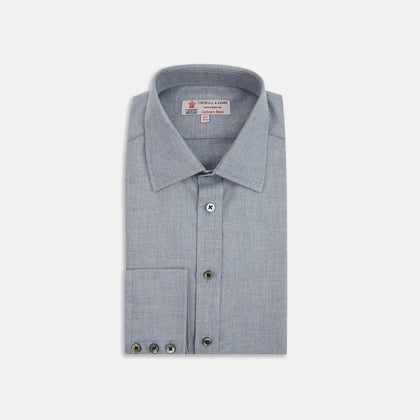 Grey Cashmere Blend Classic Shirt with T & A Collar