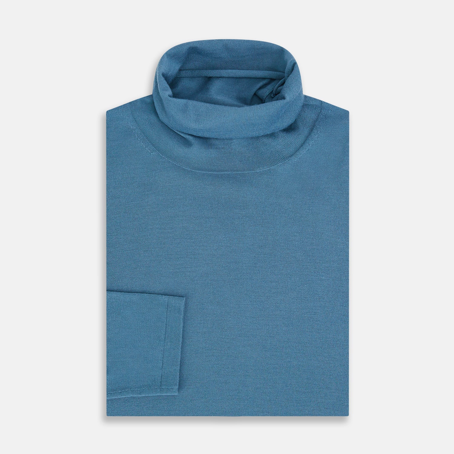 View 4 of product Pale Blue Fine Merino High Neck Jumper