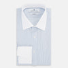 View 5 of product Sky Blue Ripple Double Pinstripe Shirt with Contrast Collar and Cuffs