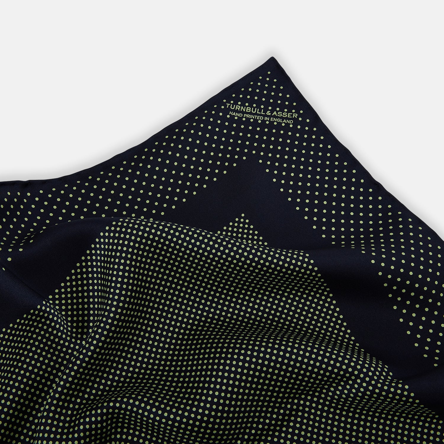 Navy and Melon Green Dot Silk Pocket Square