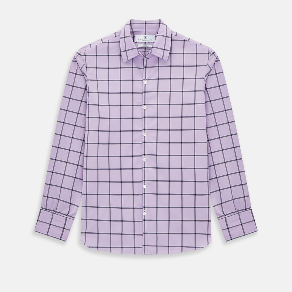 Lilac Grid Check Windsor Shirt