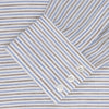 View 2 of product Brown and Blue Ticking Stripe Linen Shirt with POW Collar and 3-Button Cuffs