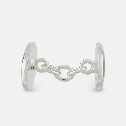 Forest Green and Navy Checkered Oval Enamel Chain Cufflinks