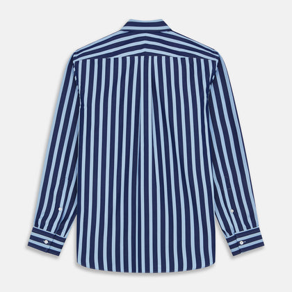 Navy Multi Stripe Cotton Weekend Fit Suffolk Shirt Image 4