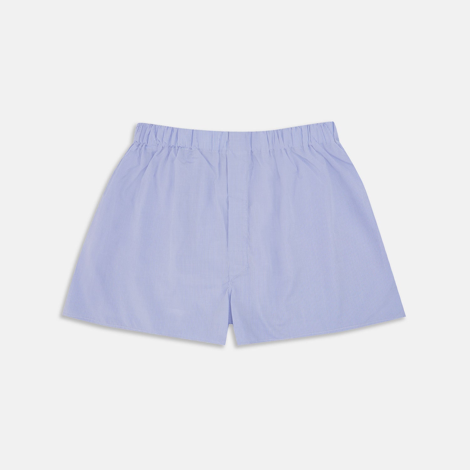 View 1 of product Blue Fine Check Cotton Sea Island Quality Boxer Shorts