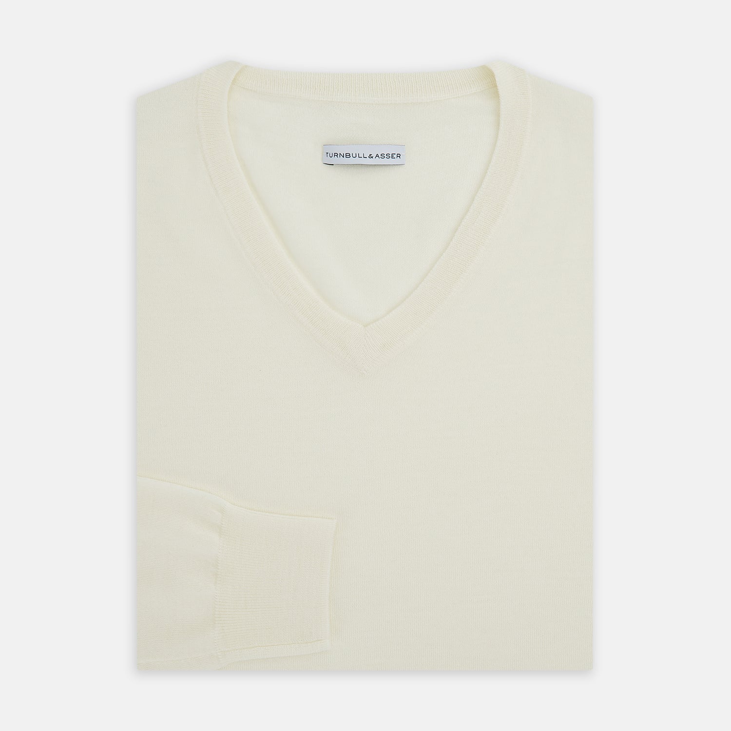 View 4 of product White Fine Merino V-Neck Jumper