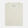 View 9 of product White Fine Merino V-Neck Jumper
