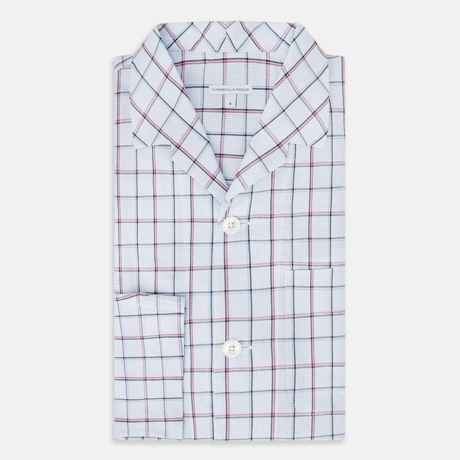 Burgundy and Blue Check Pyjama Shirt