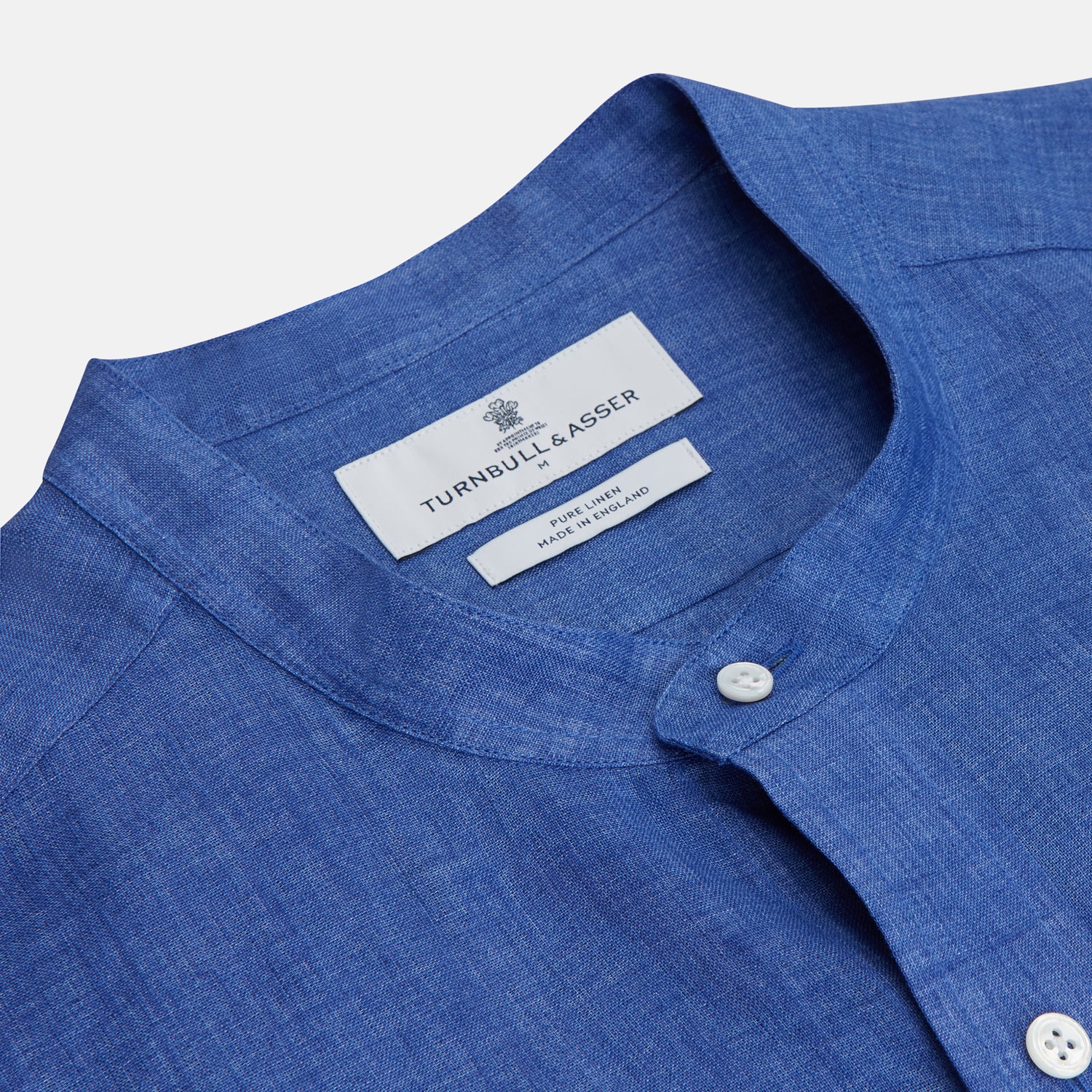Plain Indigo Linen Weekend Fit Shirt with Stand Collar – Turnbull