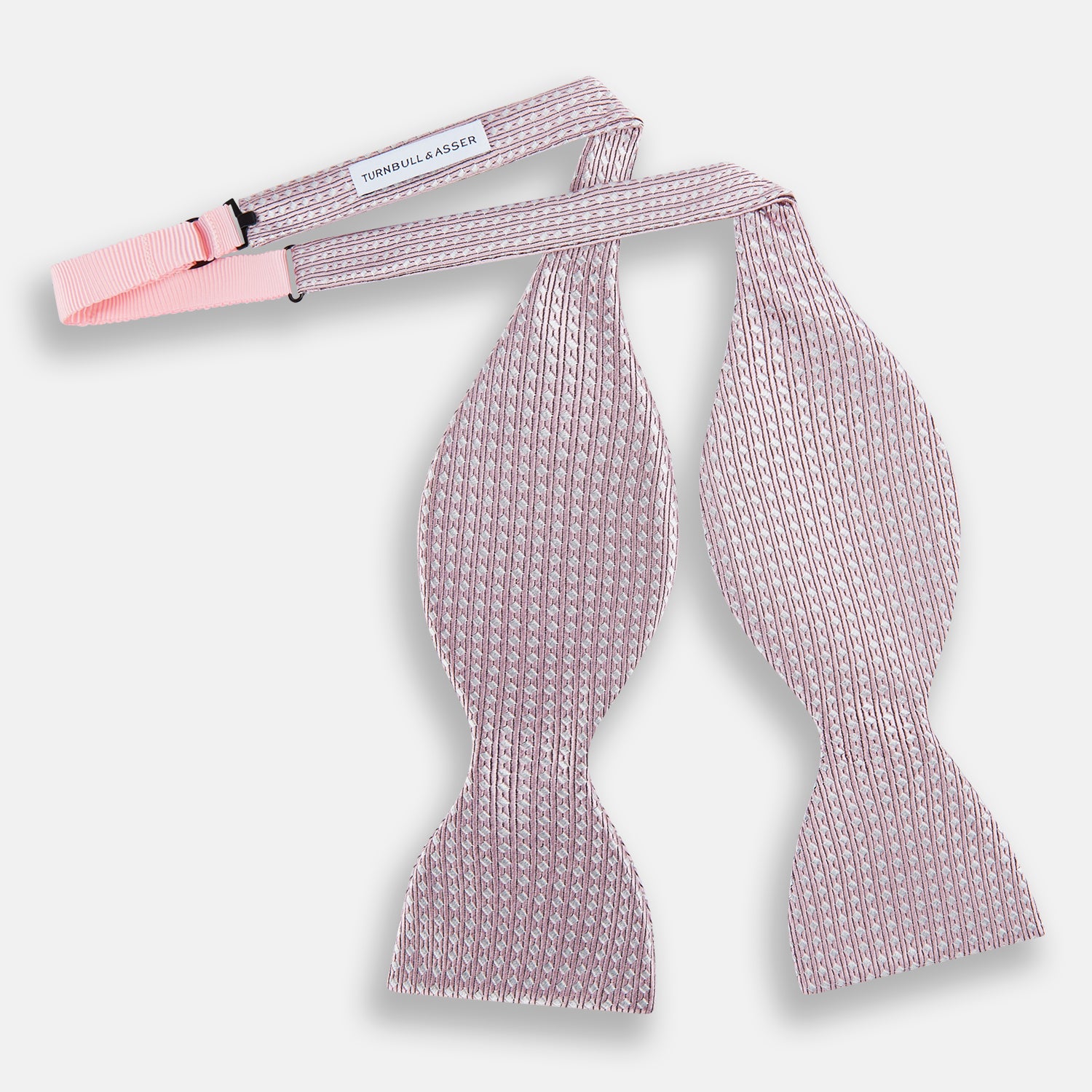 View 2 of product Pale Pink and White Square Silk Bow Tie