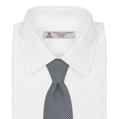 White and black houndstooth Woven Silk Tie Image 1