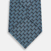 View 3 of product Pale Blue and Navy Weave-Patterned Printed Silk Tie