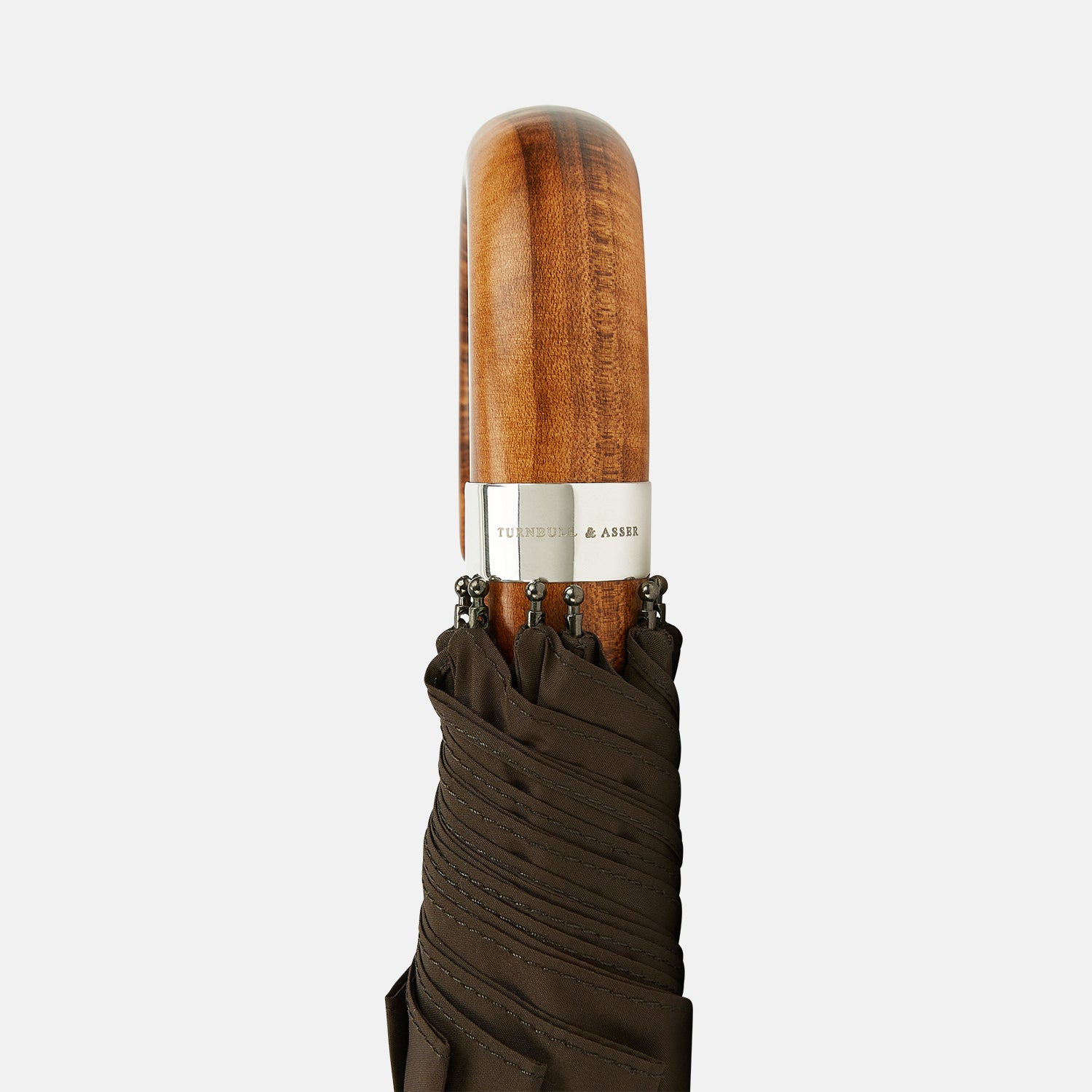 View 3 of product Brown Telescopic Umbrella with Brown Maple Crook Handle