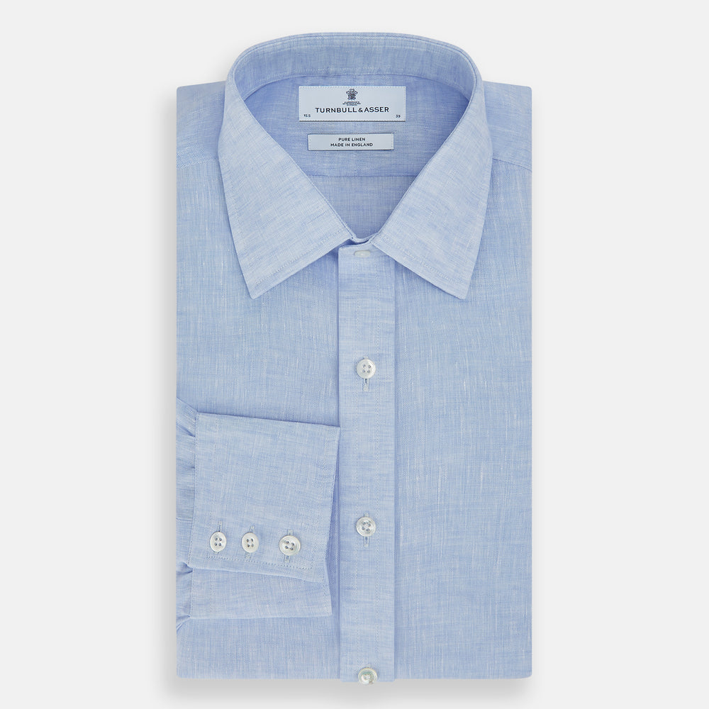 Pale Blue Linen Mayfair Shirt