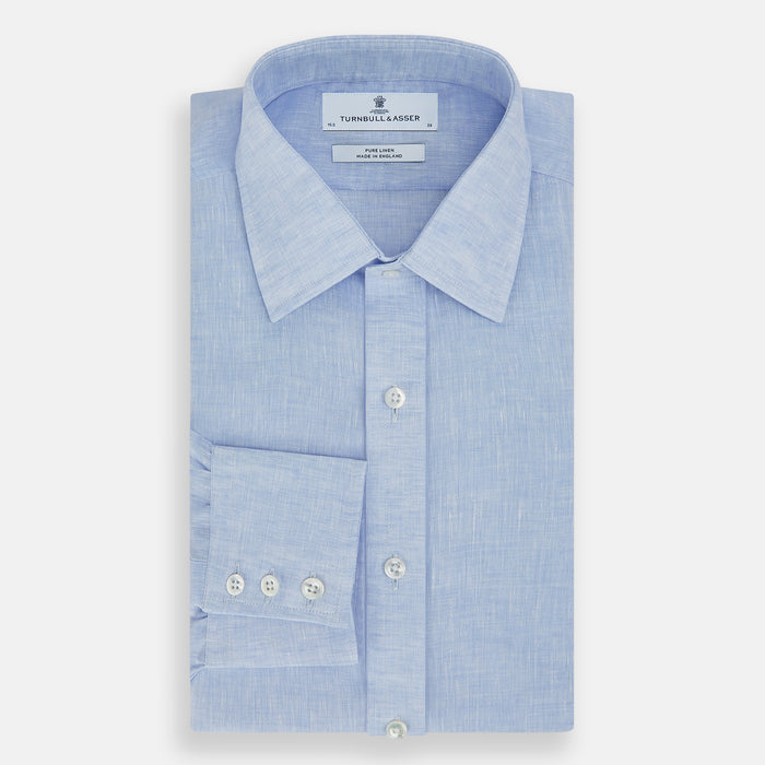 Pale Blue Linen Mayfair Shirt Image 4
