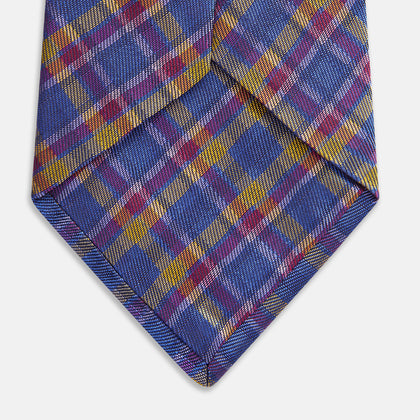 Blue Multi Tartan Silk Tie Image 2
