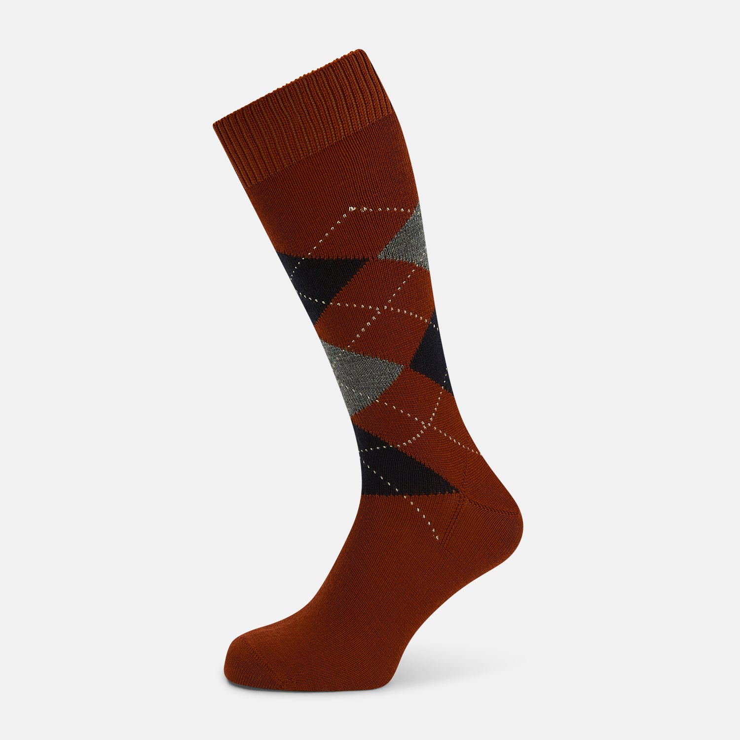 View 1 of product Rust Wool Check Mid-Length Socks
