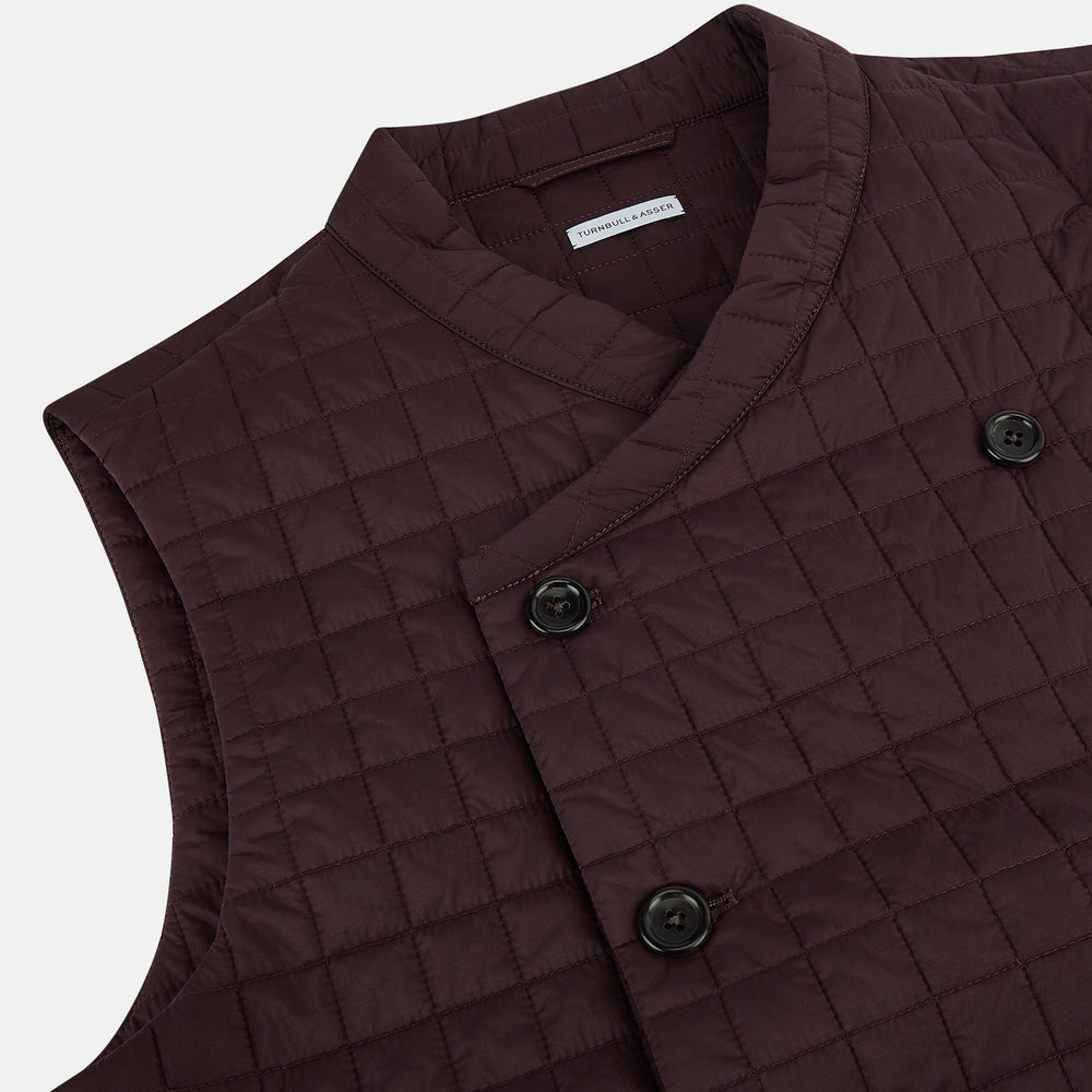 Burgundy Double-Breasted Quilted Gilet