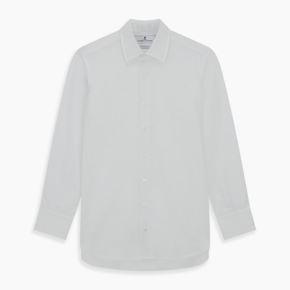 Plain White Cotton Shirt with T&A Collar and 3-Button Cuffs Plain White Cotton Shirt with T&A Collar and 3-Button Cuffs