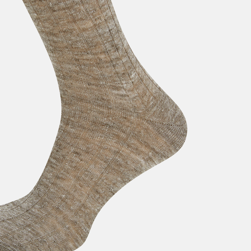 Coffee Linen Mid-Length Socks