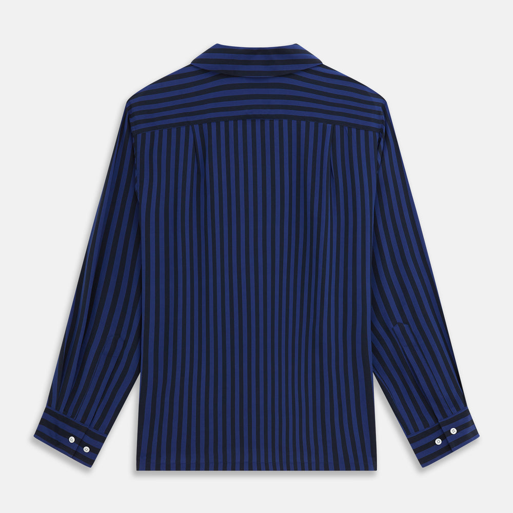 Navy and Blue Multi Stripe Silk Holiday Fit Winnington Shirt