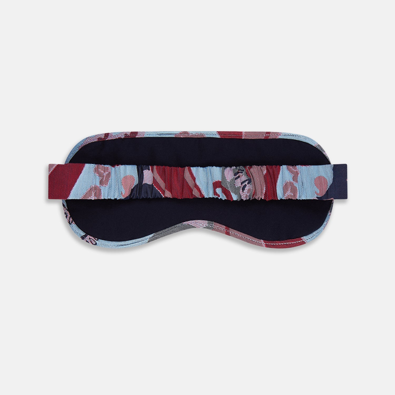 Blue Bloomsbury Jacquard Cashmere Lined Sleep Mask and Bag