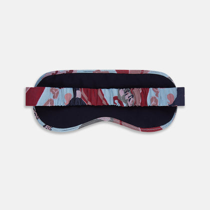 Blue Bloomsbury Jacquard Cashmere Lined Sleep Mask and Bag Image 3