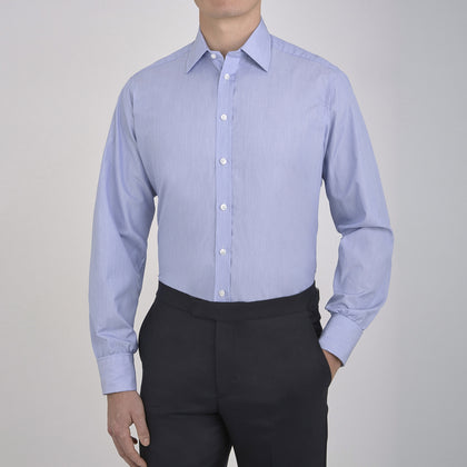 Blue Hairline Stripe Shirt with T&A Collar and 3-Button Cuffs Image 1