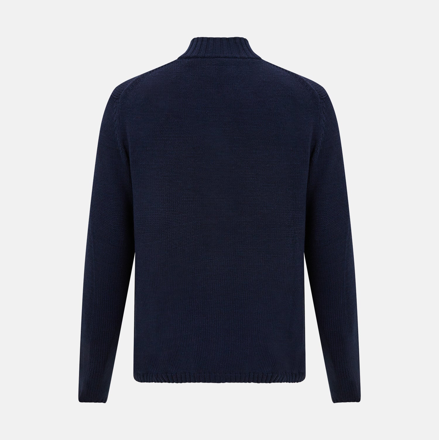 View 3 of product Navy High Neck Merino Zipped Cardigan