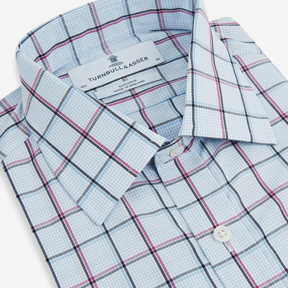 Blue and Pink Tattersall Check Mayfair Shirt