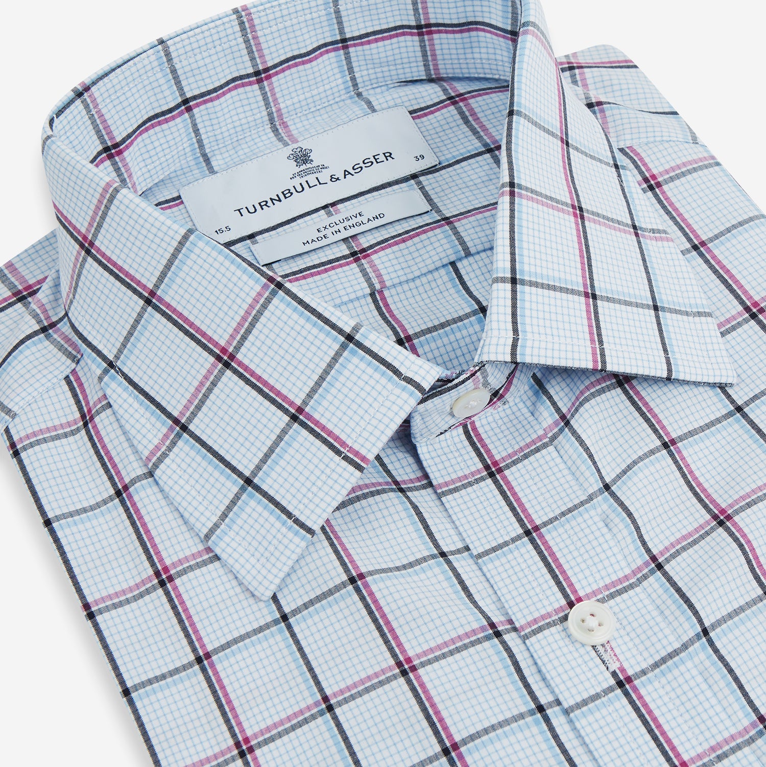 View 2 of product Blue and Pink Tattersall Check Mayfair Shirt